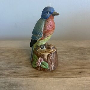 Bluebird Blue Jay Bird Porcelain Bell Vintage Jasco Taiwan 4.5”